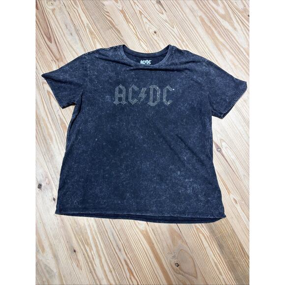AC/DC Embellished Lettering Black Short Sleeve T-shirt Women’s Large - Picture 1 of 4